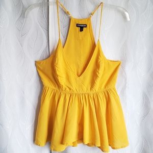 Express Yellow Vneck Empire Waist Tank Blouse
